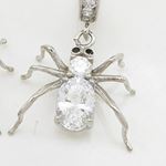 Womens White precious stone spider chandelier earring Silver11 2