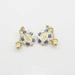 14K Yellow gold Oval mary cz chandelier earrings for Children/Kids web459 4