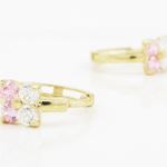 14K Yellow gold Fower cz hoop earrings for Children/Kids web307 2