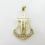 Mens 10k Yellow gold White gemstone jesus anchor wheel charm EGP64 4