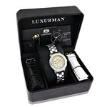 Luxurman Womens Diamond Watch 0.3ct Two Tone Gold Plated MOP Chronograph 4