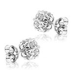 Ladies 14K Natural 1 Ctw Diamond Cluster Stud Ea-2