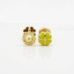 14K Yellow gold 4 side heart stud earrings for Children/Kids web118 2