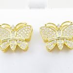 Womens .925 sterling silver Yellow butterfly earring 3 MLCZ274 4mm thick and 15mm wide Size 2