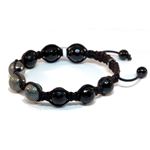 Mens Tibetan 0.25ctw Real Black Diamond Ball String Bracelet SIMB03B Hip Hop Jewelry 2