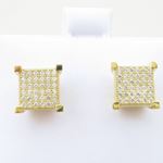 Mens .925 sterling silver Yellow 6 row square earring MLCZ50 5mm thick and 9mm wide Size 2