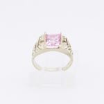 10k Yellow Gold Syntetic pink gemstone ring ajjr27 Size: 2 2