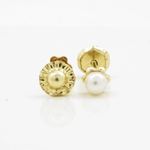 14K Yellow gold Big pearl stud earrings for Children/Kids web223 2