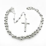 Mens .925 Italian Sterling Silver white beaded rosary Length - 24 inches Width - 5mm 2