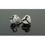 .925 Sterling Silver White Heart White and Black Onyx Crystal Micro Pave Unisex Mens Stud Earrings 2