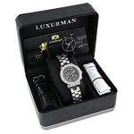 Luxurman Oversized Real Diamond Watches For Women: Montana Black MOP 3ct Leather 4