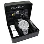 Mens Luxurman Iced Out Large Real Diamond Watch Escalade 3.5ct Extra Bands 4