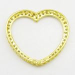Women silver yellow heart cz pendant SB11 29mm tall and 33mm wide 4