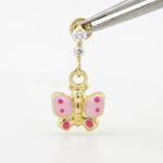 14K Yellow gold Butterfly cz chandelier earrings for Children/Kids web388 2