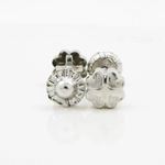 14K White gold 4 side heart flower earrings for Children/Kids web189 2