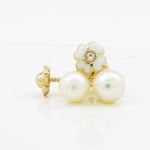 14K Yellow gold Flower pearl stud earrings for Children/Kids web93 4