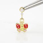 14K Yellow gold Butterfly cz chandelier earrings for Children/Kids web383 2