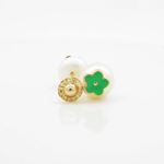 14K Yellow gold Pearl flower stud earrings for Children/Kids web4 2