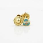 14K Yellow gold Heart cz stud earrings for Children/Kids web154 2