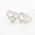 14K White gold Dual heart cz stud earrings for Children/Kids web298 2