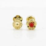 14K Yellow gold Flower pearl stud earrings for Children/Kids web213 2