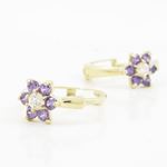 14K Yellow gold Flower cz hoop earrings for Children/Kids web336 2