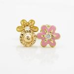 14K Yellow gold Flower cz stud earrings for Children/Kids web16 2