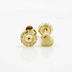 14K Yellow gold Plain heart stud earrings for Children/Kids web220 2