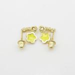 14K Yellow gold Flower cz chandelier earrings for Children/Kids web444 4