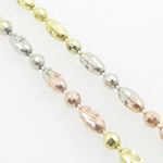 Ladies .925 Italian Sterling Silver Tri Color Ball Bar Link Chain Length - 18 inches Width - 2.5mm 4