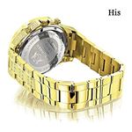 His and Hers Classic Luxurman 18K Yellow Gold Plated Diamond Watch Set 2.75ct 2