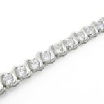 Ladies .925 Italian Sterling Silver round fancy cz bracelet Length - 7.5 inches Width - 7mm 4