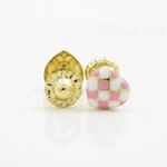 14K Yellow gold Dual color heart stud earrings for Children/Kids web218 2