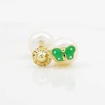 14K Yellow gold Butterfly pearl stud earrings for Children/Kids web83 2