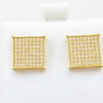 Mens .925 sterling silver Yellow 8 row square earring MLCZ22 3mm thick and 11mm wide Size 2