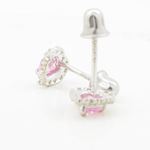 14K White gold Heart cz stud earrings for Children/Kids web252 4