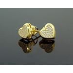 .925 Sterling Silver Yellow Heart White Crystal Micro Pave Unisex Mens Stud Earrings 2