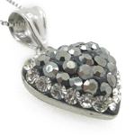 "Ladies .925 Italian Sterling Silver Black Stone Heart Pendant Length - 9.5in (Length- 20mm