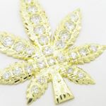 Mens 10k Yellow gold White gemstone marijuana leaf charm EGP66 IJAMEGP66 2