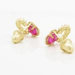 14K Yellow gold Dual heart cz stud earrings for Children/Kids web284 4