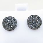 Mens .925 sterling silver Black round earring 5 MLCZ250 2mm thick and 11mm wide Size 2