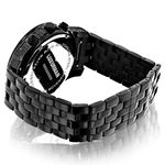 Luxurman Designer Mens Real Black Diamond Watch 2.5 carats Black Stainless Steel 2