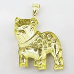 Mens 10k Yellow gold White gemstone bulldog charm EGP56 4