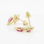 14K Yellow gold Fancy flower leaf cz earrings for Children/Kids web524 4