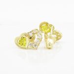 14K Yellow gold Dual heart cz stud earrings for Children/Kids web289 4