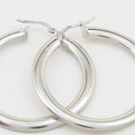 Round silver diamond cut hoop earring SB74 40mm tall and 37mm wide 2