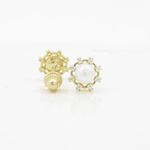 14K Yellow gold Round pearl fancy cz stud earrings for Children/Kids web522 2