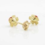 14K Yellow gold Flower pearl stud earrings for Children/Kids web211 4