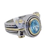 "Ladies .925 Italian Sterling Silver Baby blue synthetic gemstone ring SAR52 6