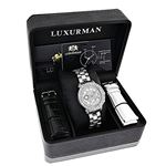 Luxurman Watches Ladies Diamond Watch 3ct Silver Stainless Band and Case 4